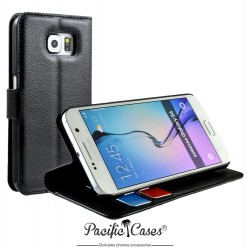 étui pour Samsung S6 noir folio et fonction stand 