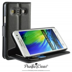 étui pour Samsung A3 ouverture folio et fonction stand par Pacific Cases® - noir