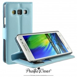 étui pour Samsung A3 ouverture folio et fonction stand par Pacific Cases® - bleu clair