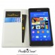 étui pour Sony Xperia M2 Aqua ouverture folio et fonction stand par Pacific Cases® - blanc