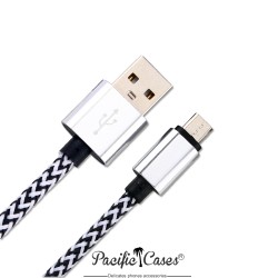 Câble Micro USB 2.0 vers USB Type A 1 mètre en nylon et métal noir et blanc