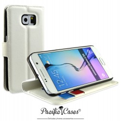étui pour Samsung S6 blanc folio et fonction stand 